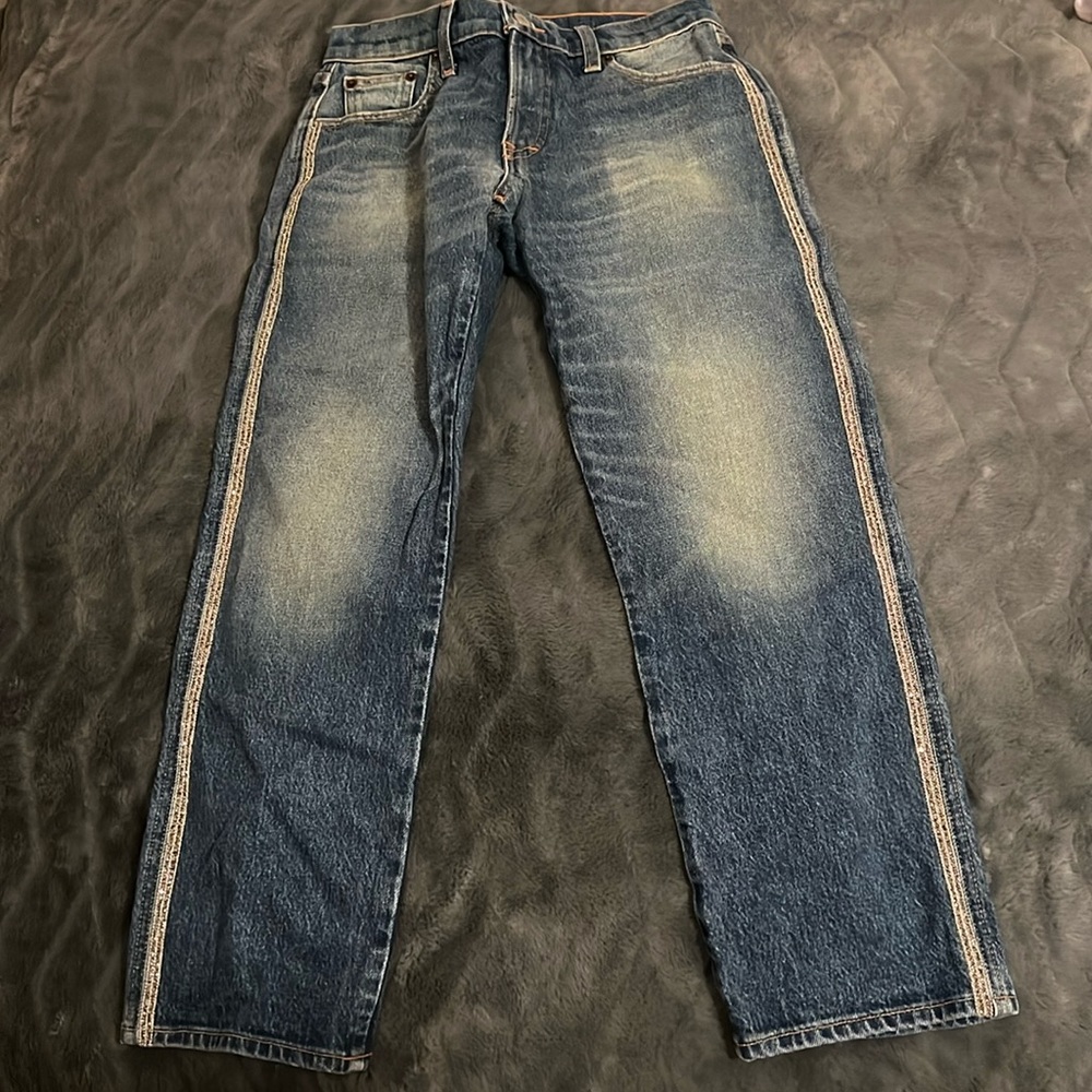 lucky brand mid rise 00/24 bedazzled sided jeans
